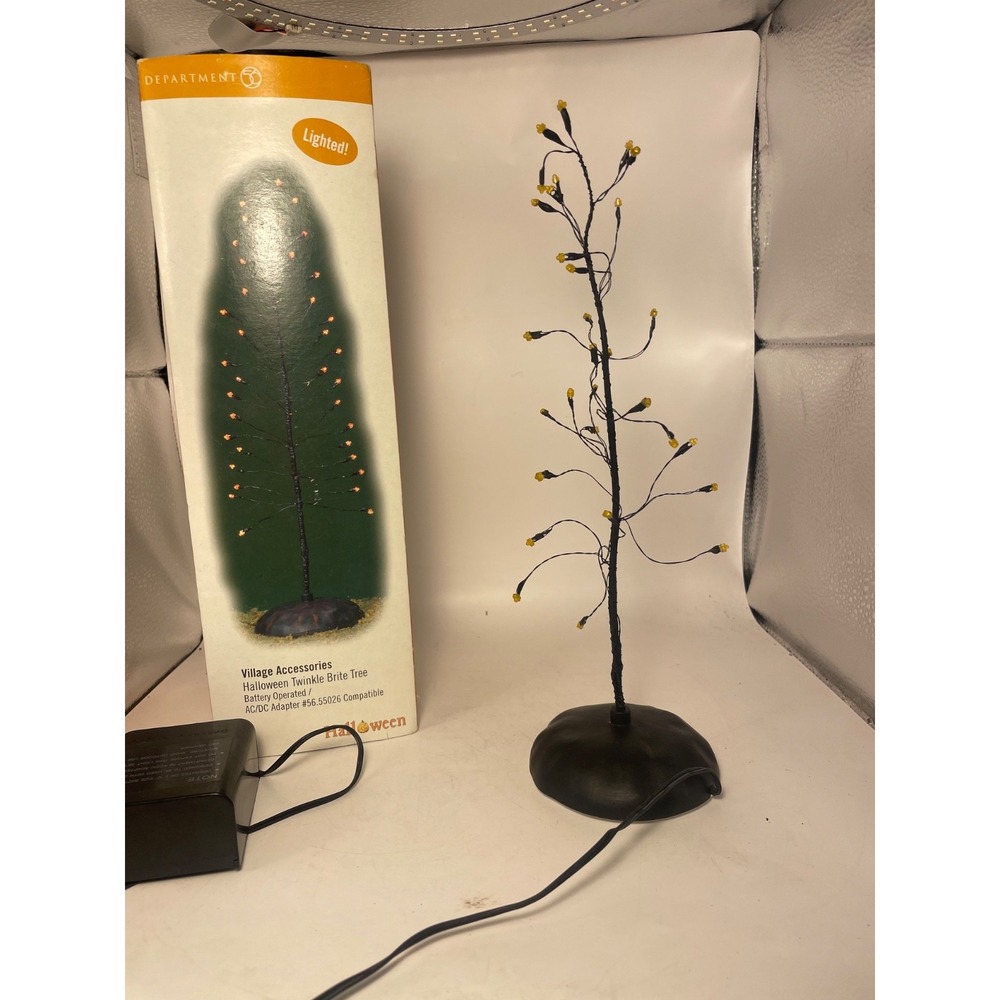 Dept 56 Halloween Village Twinkle Brite Tree Orange 56-53273